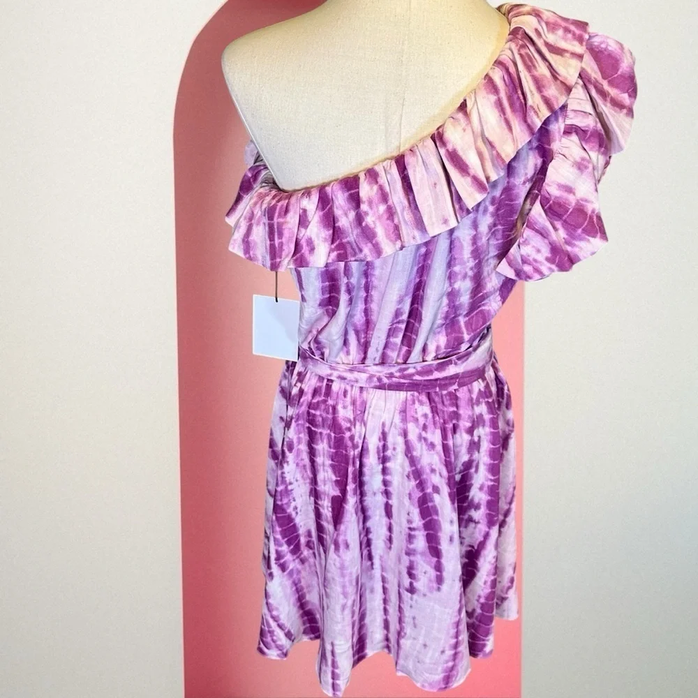 NWT LINI ‘Remi’ Ruffled Tie Dye Mini Dress in “Lavender & White” Size Small - Picture 9 of 15